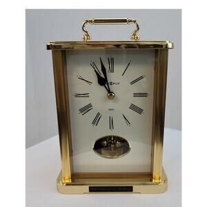 Howard Miller Quartz Gold Tone Shelf Clock Brass Revolving Pendulum In Honor Of